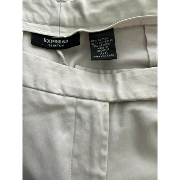 Express Stretch 7/8 Stone Zip Front Mid-Rise Cuff Hem Capri Pants - Picture 4 of 4